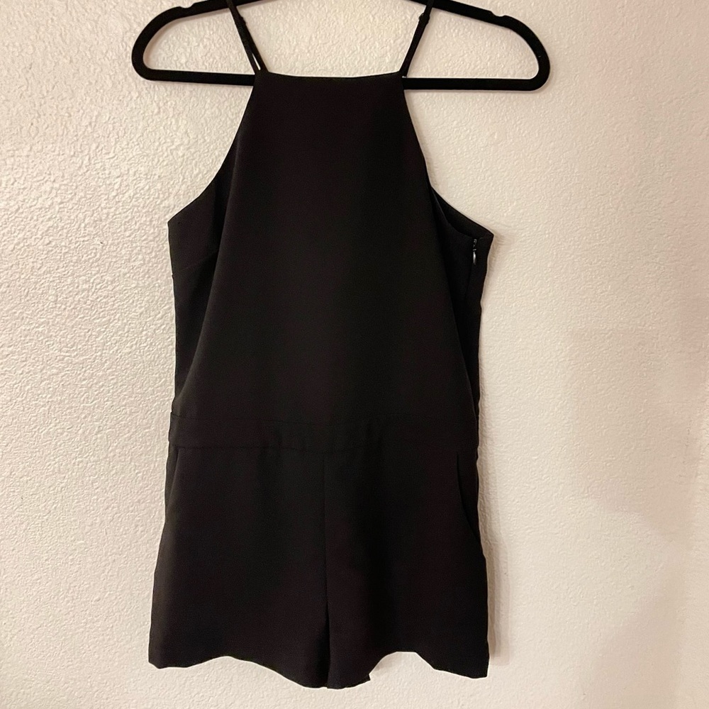 Sanctuary Lora Halter Romper With Pockets Sleeveless Spaghetti Straps Black - Picture 6 of 7